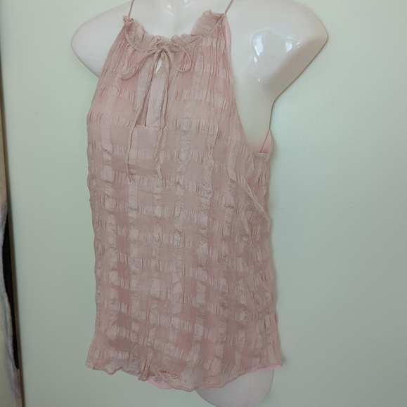 ANTHROPOLOGIE HD in Paris silk Shadow pane halter neck top 2 xs small - Picture 9 of 16